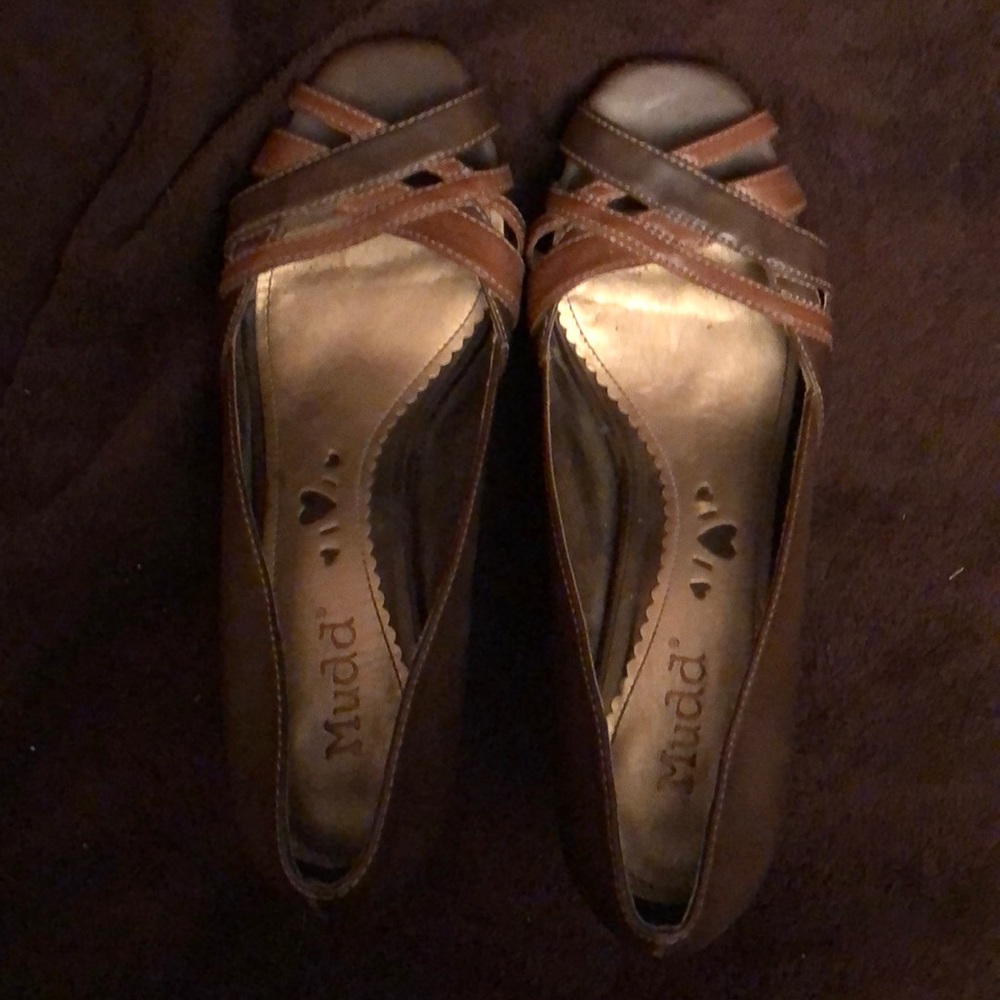 Brown open toed high heels
